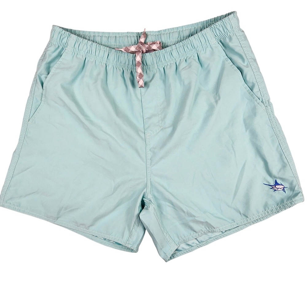 Guy Harvey Swim Trunks Men L Green Blue Marlin Fishing Board Shorts Beach Tropic